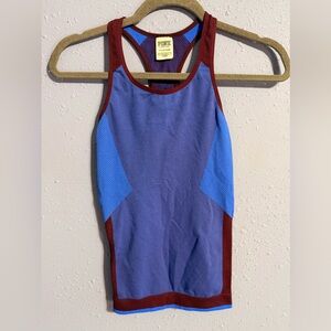 PINK Victoria's Secret Maroon Trim Athletic Tank with Bright Blue Panels